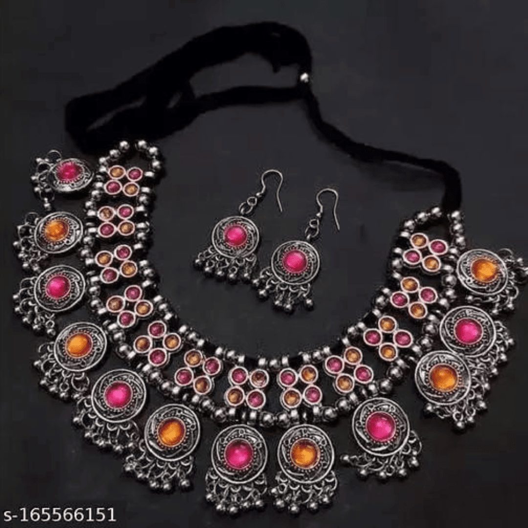 Mad Over Fashion Multicolor Oxidized Jewellery Set