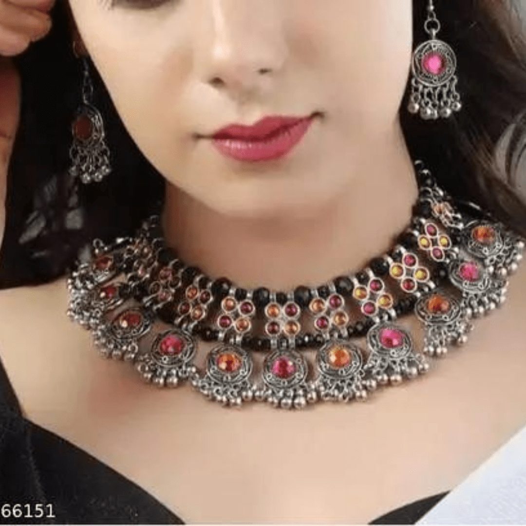 Mad Over Fashion Multicolor Oxidized Jewellery Set - Image 2