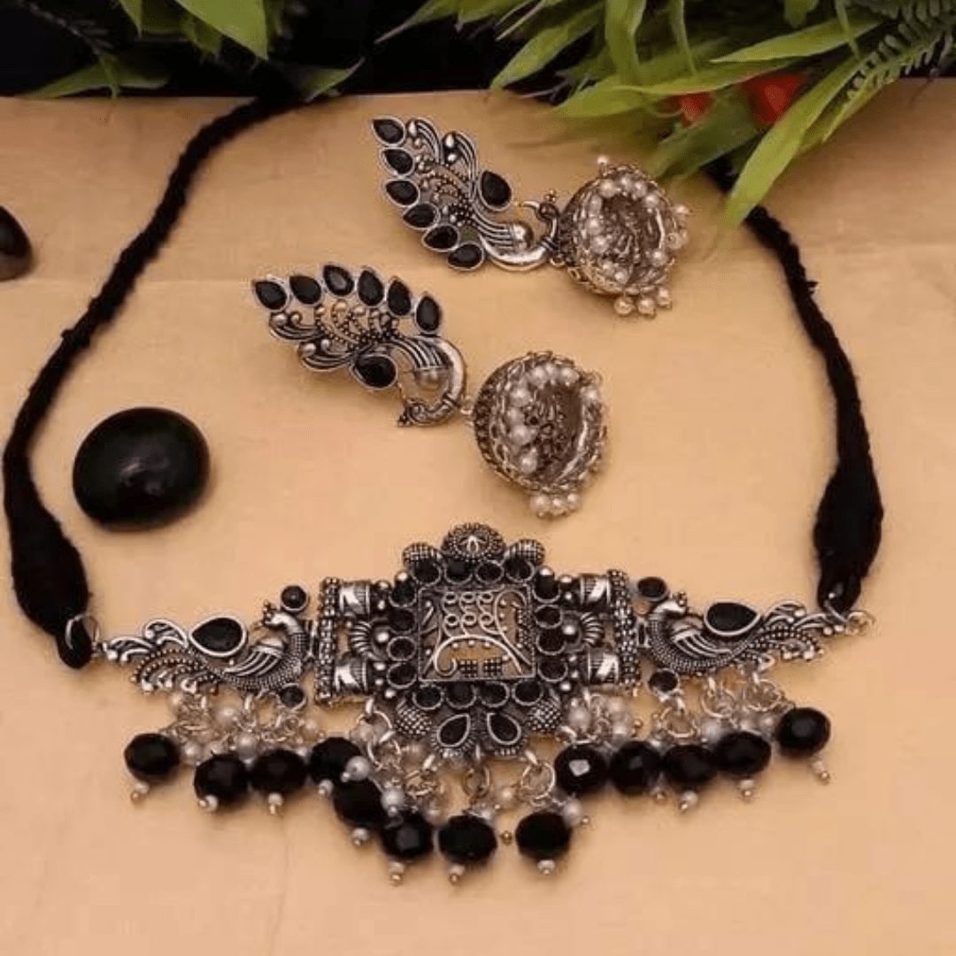 Samridhi Black Pearl Oxidized Jewellery Set