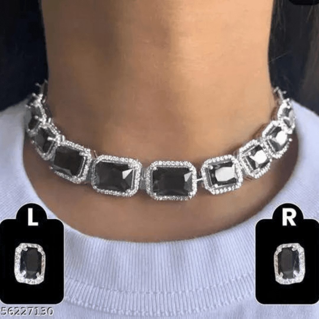 Crystal American Diamond Choker Set - Image 3