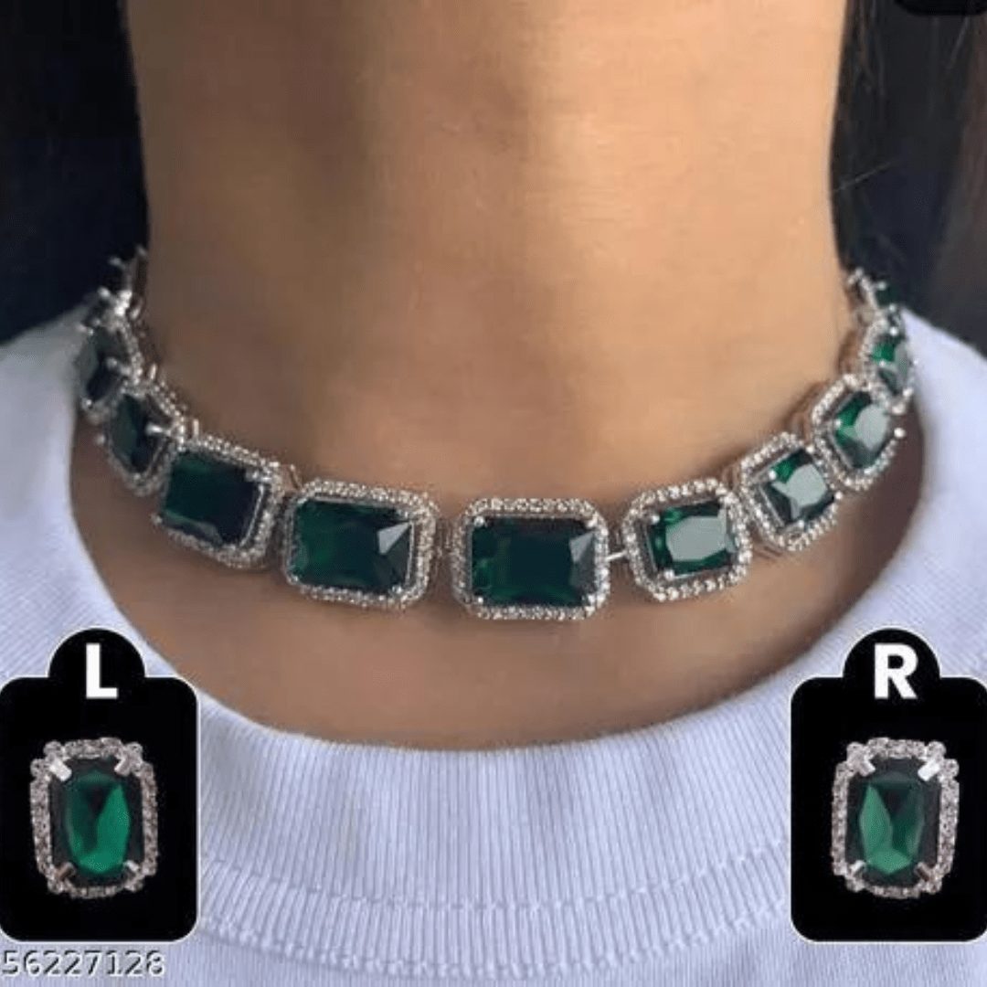 Crystal American Diamond Choker Set - Image 2