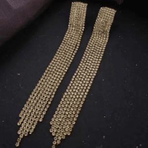 Stone Long Chain American Diamond Earrings