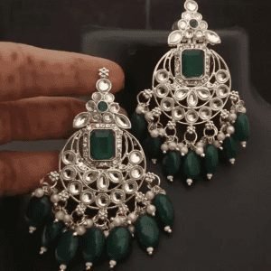 Monalisa Stone Pearl Chandbali Earrings