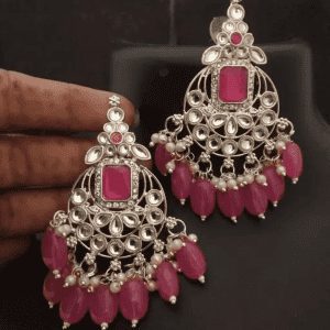 Monalisa Stone Pearl Chandbali Earrings