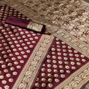 KHARIDLE Party Wear Kanjeevaram Soft Silk Saree