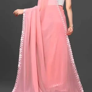 KHARIDLE Plastic Mirror Georgette Saree