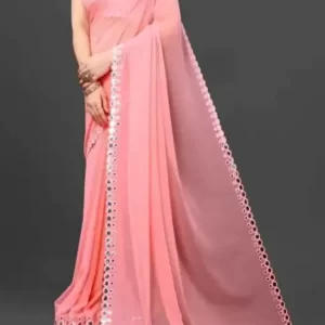 KHARIDLE Plastic Mirror Georgette Saree