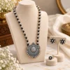 Trendy Beaded Long Chain Oxidised Jewellery Set
