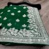 KHARIDLE Heavy Silver Stone Work Embroided Saree