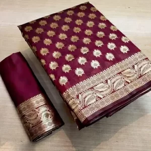 KHARIDLE Party Wear Kanjeevaram Soft Silk Saree
