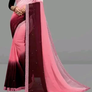 KHARIDLES Solid Georgette Saree