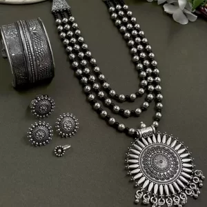Mad Over Fashion Long Oxidised Jewellery Set