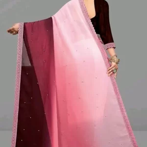 KHARIDLES Solid Georgette Saree