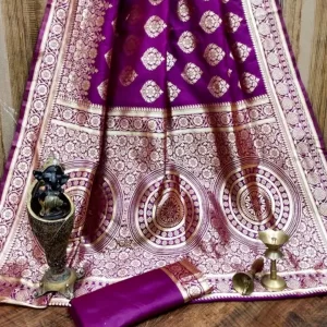 KHARIDLE Banarasi Purple Colored Jacquard Silk Saree