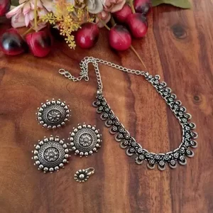 Brass Beautiful Oxidised Jewellery Set