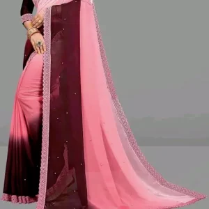 KHARIDLES Solid Georgette Saree