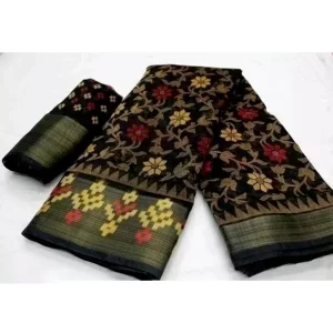 KHARIDLE Simple Lace Border Cotton Saree