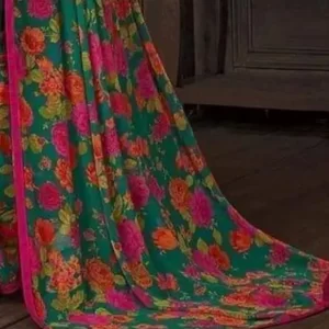 KHARIDLE Green Georgette Saree
