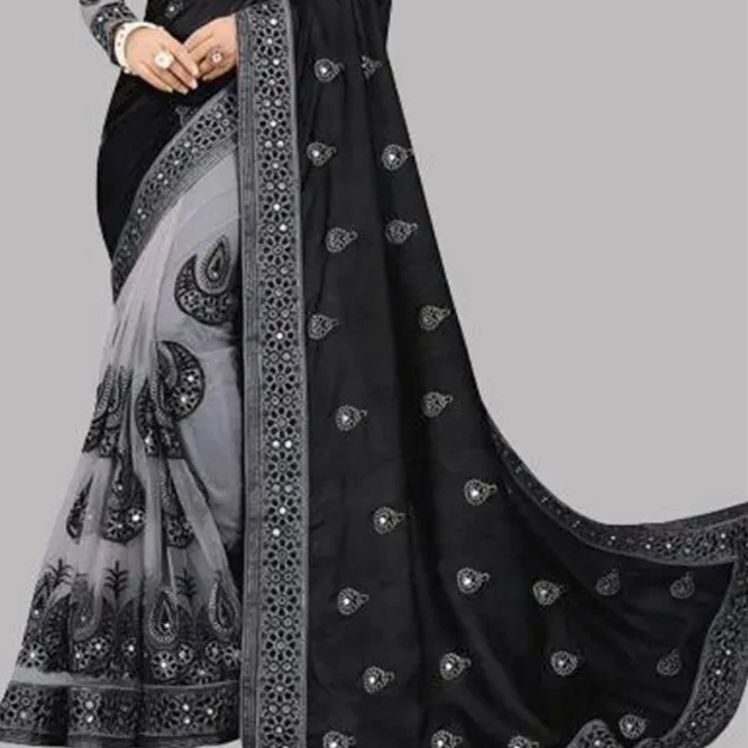 KHARIDLE Black Fancy Silk Saree