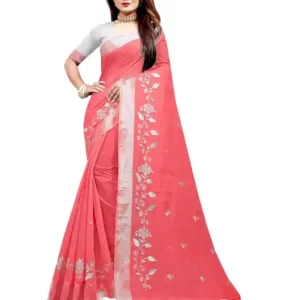 KHARIDLE Bollywood Rose Cotton Saree