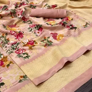 KHARIDLE Floral Printed Silk Saree