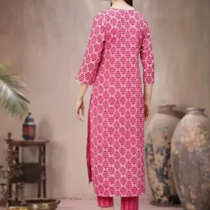 KHARIDLE Pink Printed Kurta Set