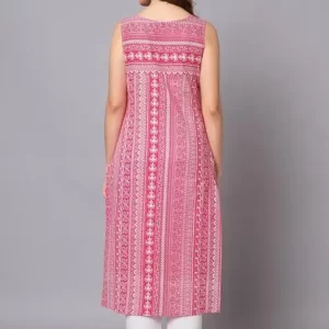KHARIDLE Pink Sanganeri Print Kurta Set