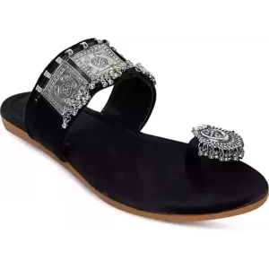 KHARIDLE Velvet Oxidised Flats