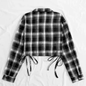 KHARIDLE Black & White Shirt Crop Top