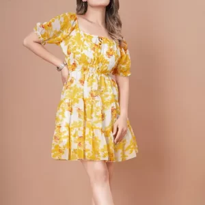 KHARIDLE Square Neck Printed Dress