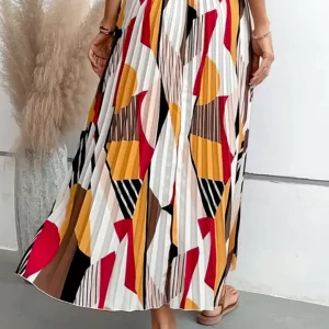 KAHRIDLE Regular Fit High Waist Print Pleated Skirt