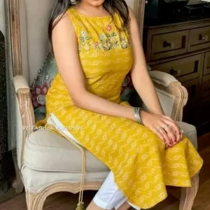 KHARIDLE Sleeveless Cotton Kurti