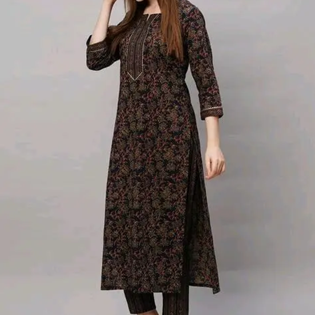 KHARIDLE Printed Pattern Cotton Kurta Set - Image 3