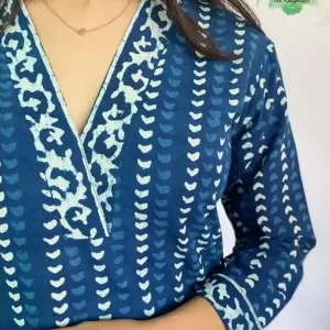 KHARIDLE Rayon Indigo Kurta Set