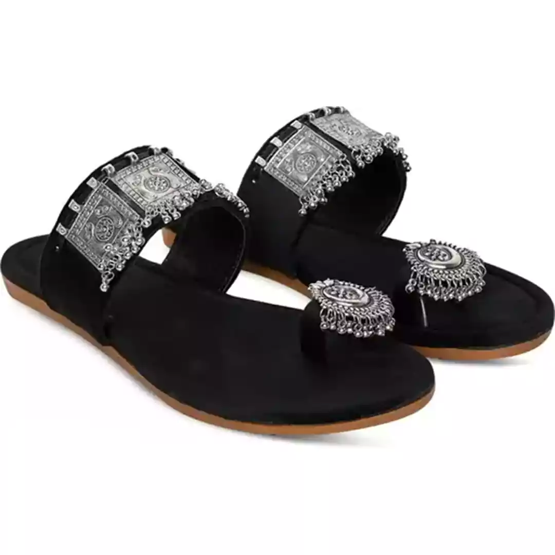 KHARIDLE Velvet Oxidised Flats - Image 2