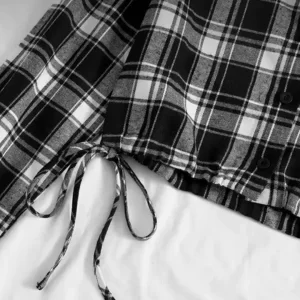 KHARIDLE Black & White Shirt Crop Top