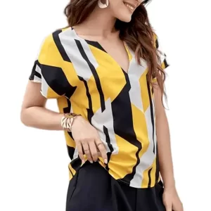 KHARIDLE Classy Fashion Floral Print Yellow Top