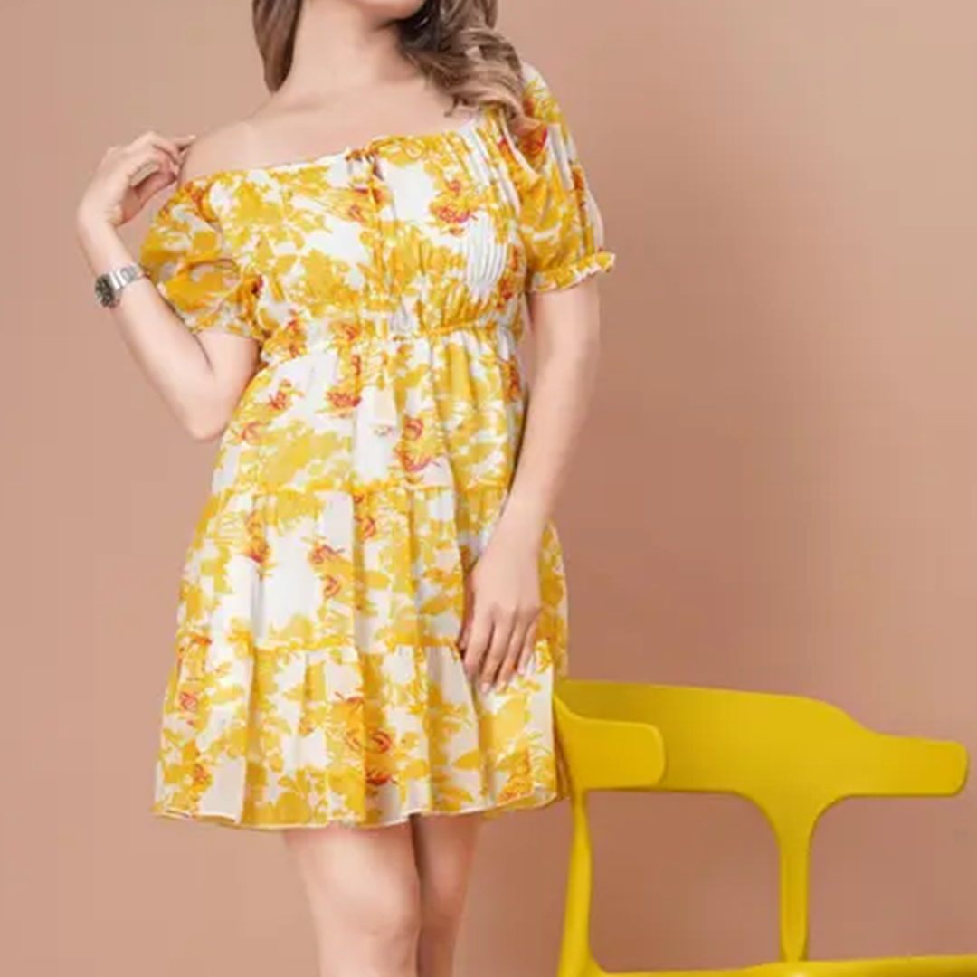 KHARIDLE Square Neck Printed Dress - Image 2