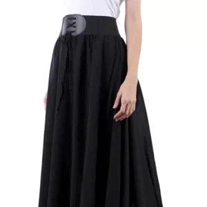 KAHRIDLE Solid Black Long Skirt