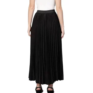 KAHRIDLE Simple Black Plated Long Skirt