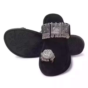 KHARIDLE Velvet Oxidised Flats