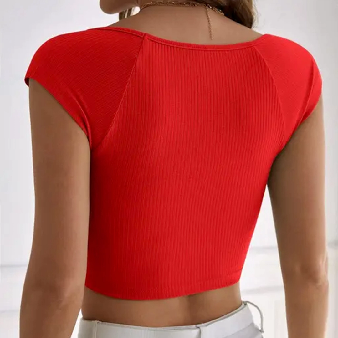 KHARIDLE Square Neck Cotton Ribbed Top - Image 4