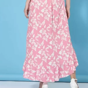 KAHRIDLE Floral Asymmetric Pink Skirt