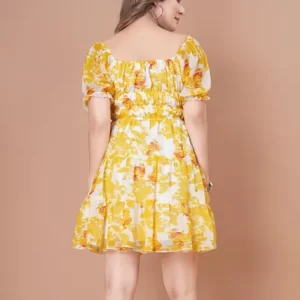 KHARIDLE Square Neck Printed Dress