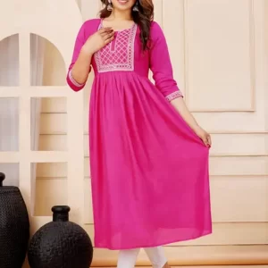 KHARIDLE Pretty Fashionable Pink Anarkali Kurti