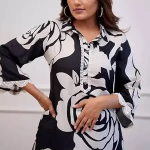 KHARIDLE Red Floral Print Kurta