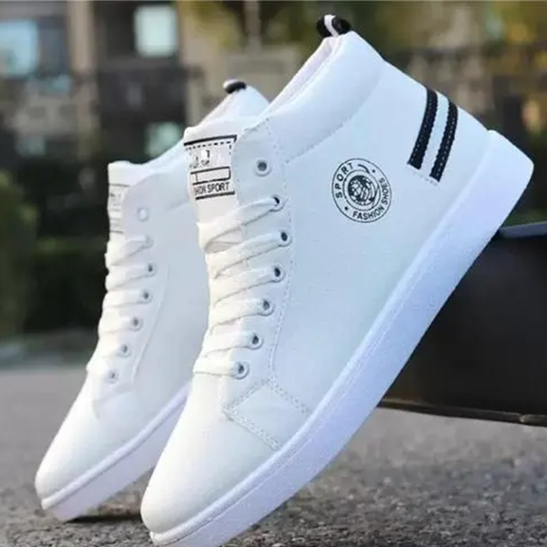 KHARIDLE Synthetic Leather Black Tape Causal Shoes