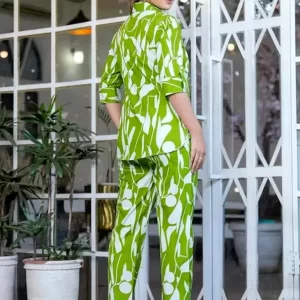 KHARIDLE Polyester Short Sleeves Cord Set