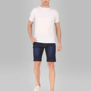 KHARIDLE Carbon Blue Stretchable Denim Shorts