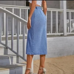 KHARIDLE High Waist Denim Skirt